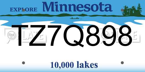 TZ7Q898 Minnesota License Plate