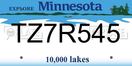TZ7R545 Minnesota License Plate