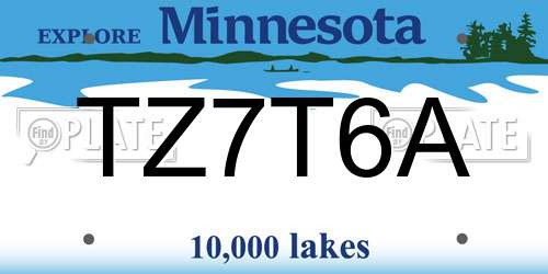 TZ7T6A Minnesota License Plate