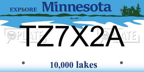 TZ7X2A Minnesota License Plate