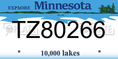 TZ80266 Minnesota License Plate