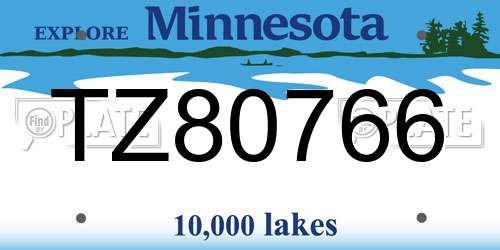 TZ80766 Minnesota License Plate