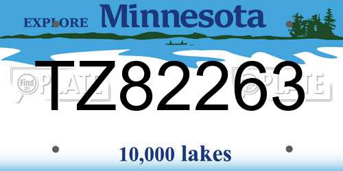 TZ82263 Minnesota License Plate