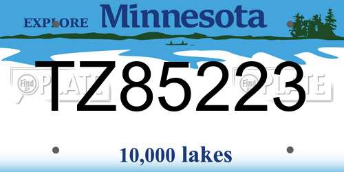 TZ85223 Minnesota License Plate