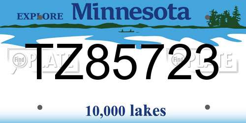 TZ85723 Minnesota License Plate