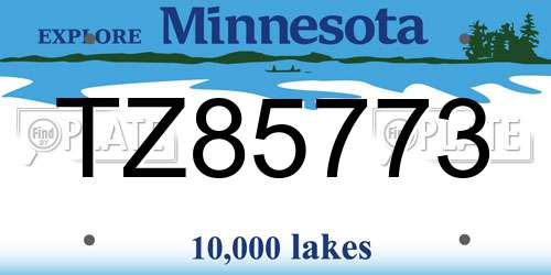 TZ85773 Minnesota License Plate