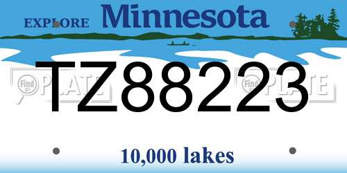 TZ88223 Minnesota License Plate