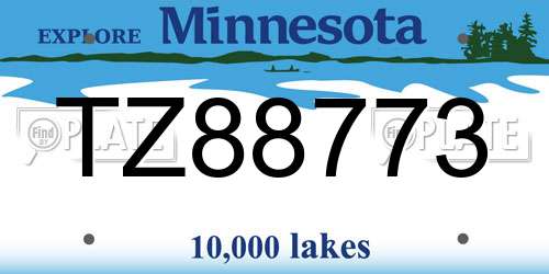 TZ88773 Minnesota License Plate
