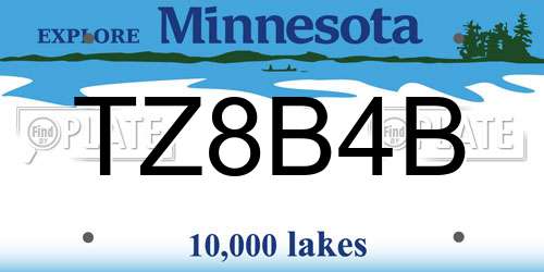 TZ8B4B Minnesota License Plate