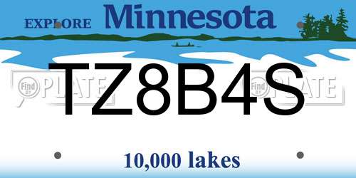 TZ8B4S Minnesota License Plate
