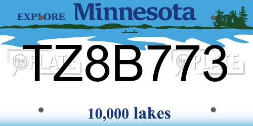 TZ8B773 Minnesota License Plate