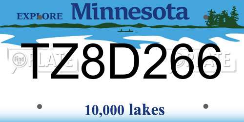 TZ8D266 Minnesota License Plate