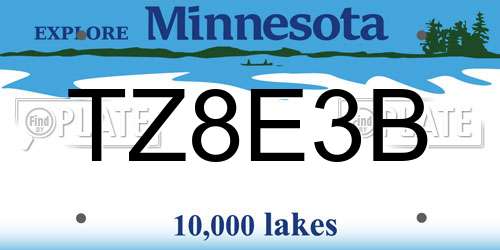 TZ8E3B Minnesota License Plate