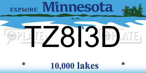 TZ8I3D Minnesota License Plate