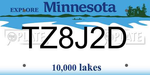 TZ8J2D Minnesota License Plate