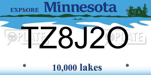 TZ8J2O Minnesota License Plate