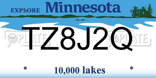 TZ8J2Q Minnesota License Plate