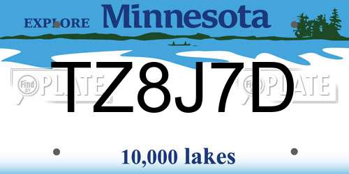 TZ8J7D Minnesota License Plate