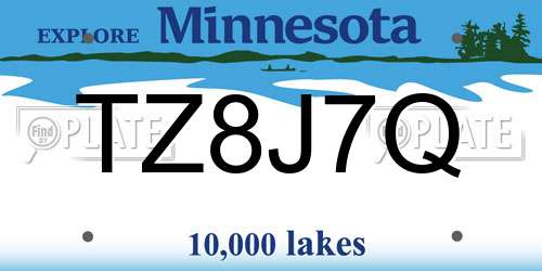 TZ8J7Q Minnesota License Plate