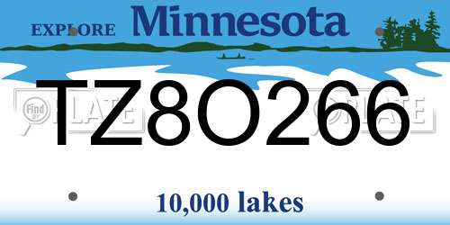 TZ8O266 Minnesota License Plate