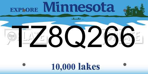 TZ8Q266 Minnesota License Plate