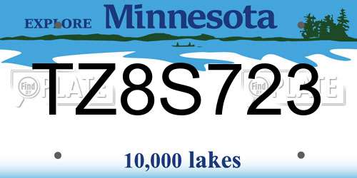 TZ8S723 Minnesota License Plate