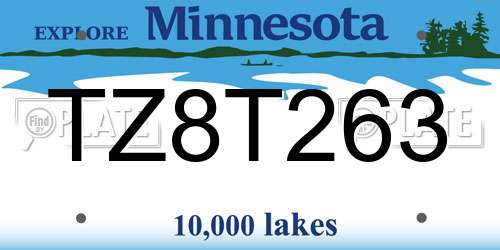 TZ8T263 Minnesota License Plate