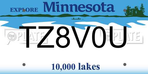TZ8V0U Minnesota License Plate