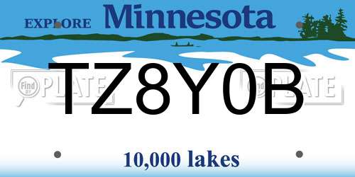TZ8Y0B Minnesota License Plate