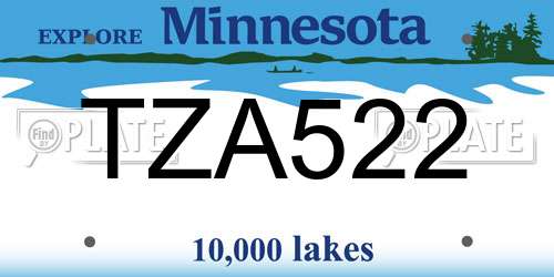 TZA522 Minnesota License Plate