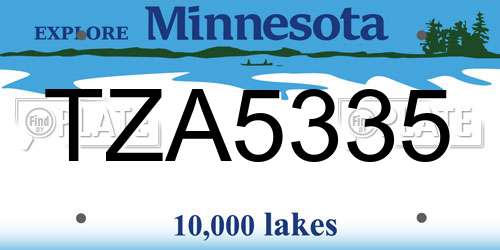 TZA5335 Minnesota License Plate