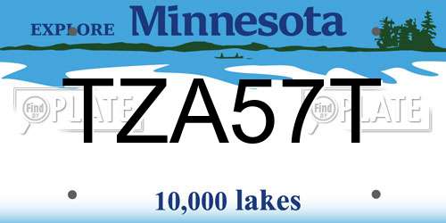 TZA57T Minnesota License Plate