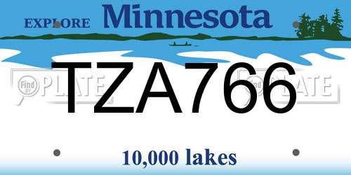 TZA766 Minnesota License Plate