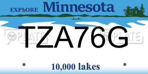 TZA76G Minnesota License Plate