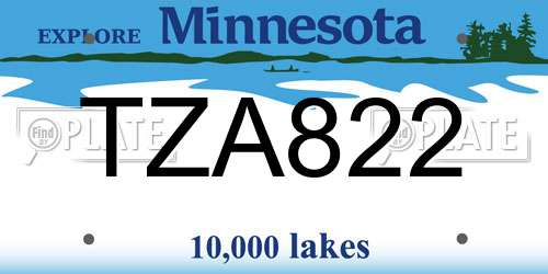 TZA822 Minnesota License Plate