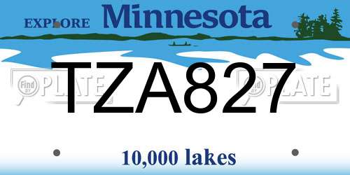 TZA827 Minnesota License Plate