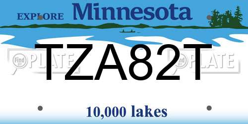 TZA82T Minnesota License Plate