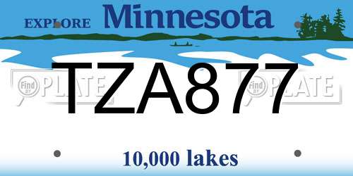 TZA877 Minnesota License Plate