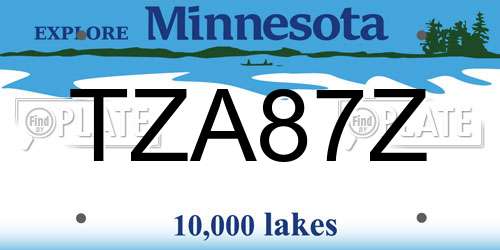 TZA87Z Minnesota License Plate