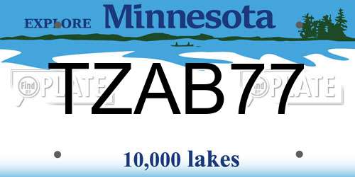 TZAB77 Minnesota License Plate