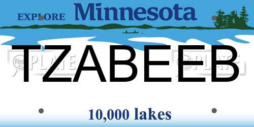 TZABEEB Minnesota License Plate