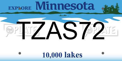 TZAS72 Minnesota License Plate