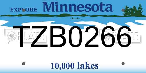 TZB0266 Minnesota License Plate