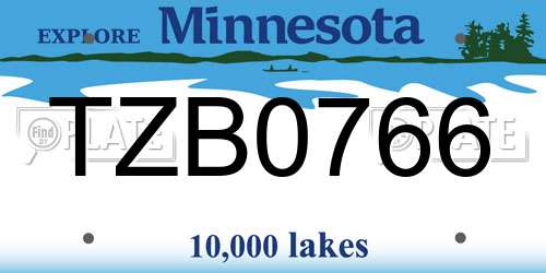 TZB0766 Minnesota License Plate