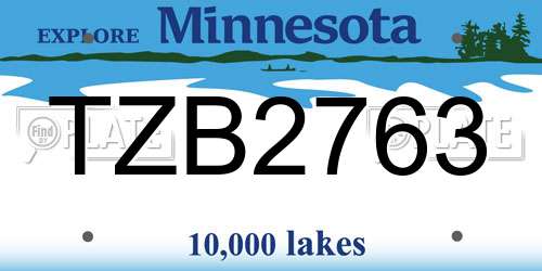 TZB2763 Minnesota License Plate