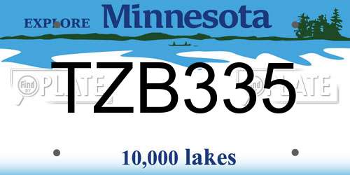 TZB335 Minnesota License Plate