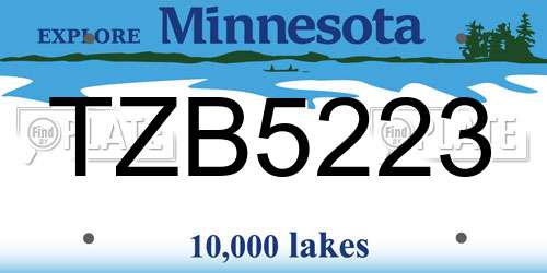 TZB5223 Minnesota License Plate