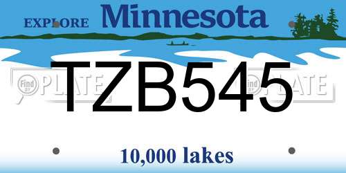 TZB545 Minnesota License Plate