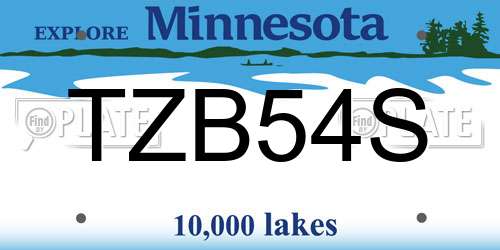 TZB54S Minnesota License Plate