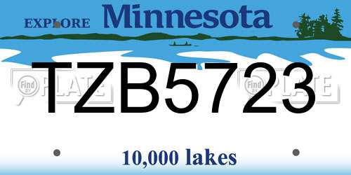 TZB5723 Minnesota License Plate